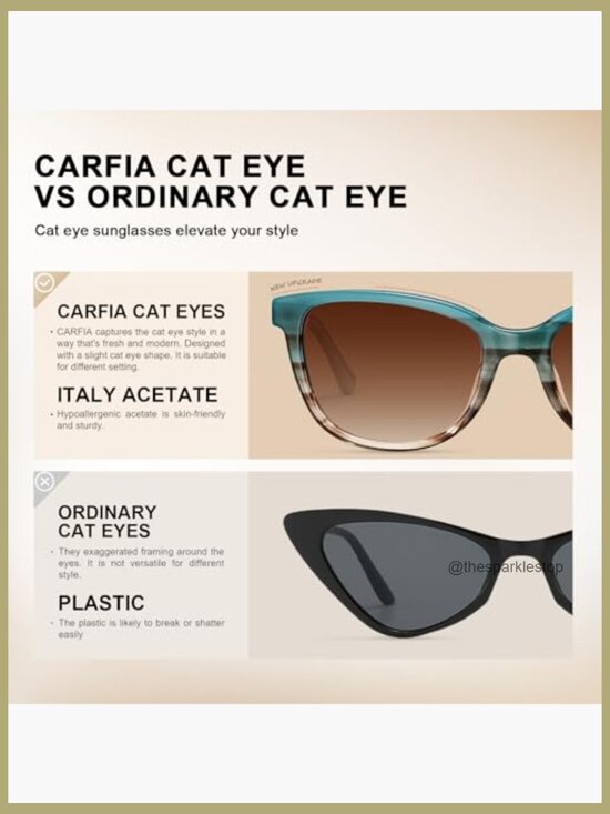 Acetate Polarized Sunglasses Cat Eye Frame UV Protection